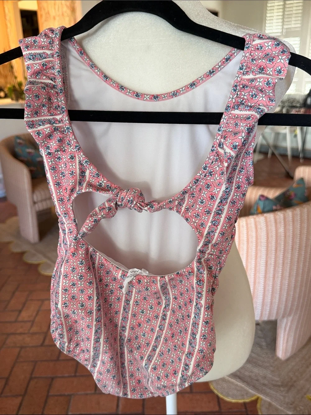 Minnow - Girls' Rosa Vine Ruffle Collar One-Piece Swimsuit - Size: 7/8